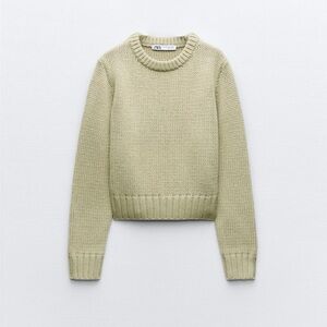 Sage Green Crop Wool Sweater || Zara